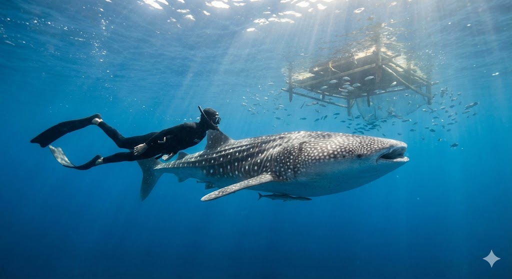 free diving bersama hiu paus